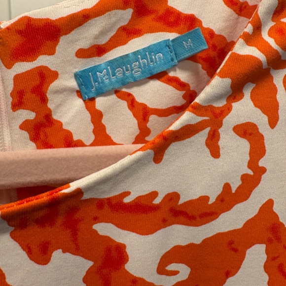 J. McLaughlin Sleeveless Sheath Dress in Orange Print - Size M - Picture 2 of 4